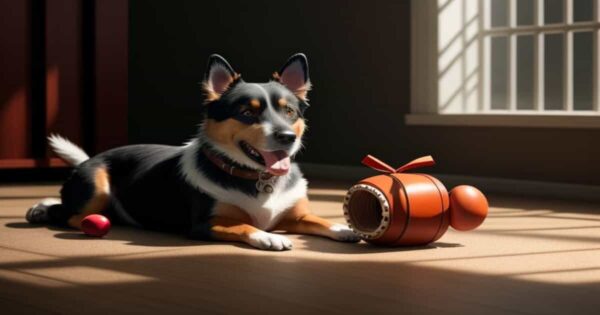 dog play with leather toy